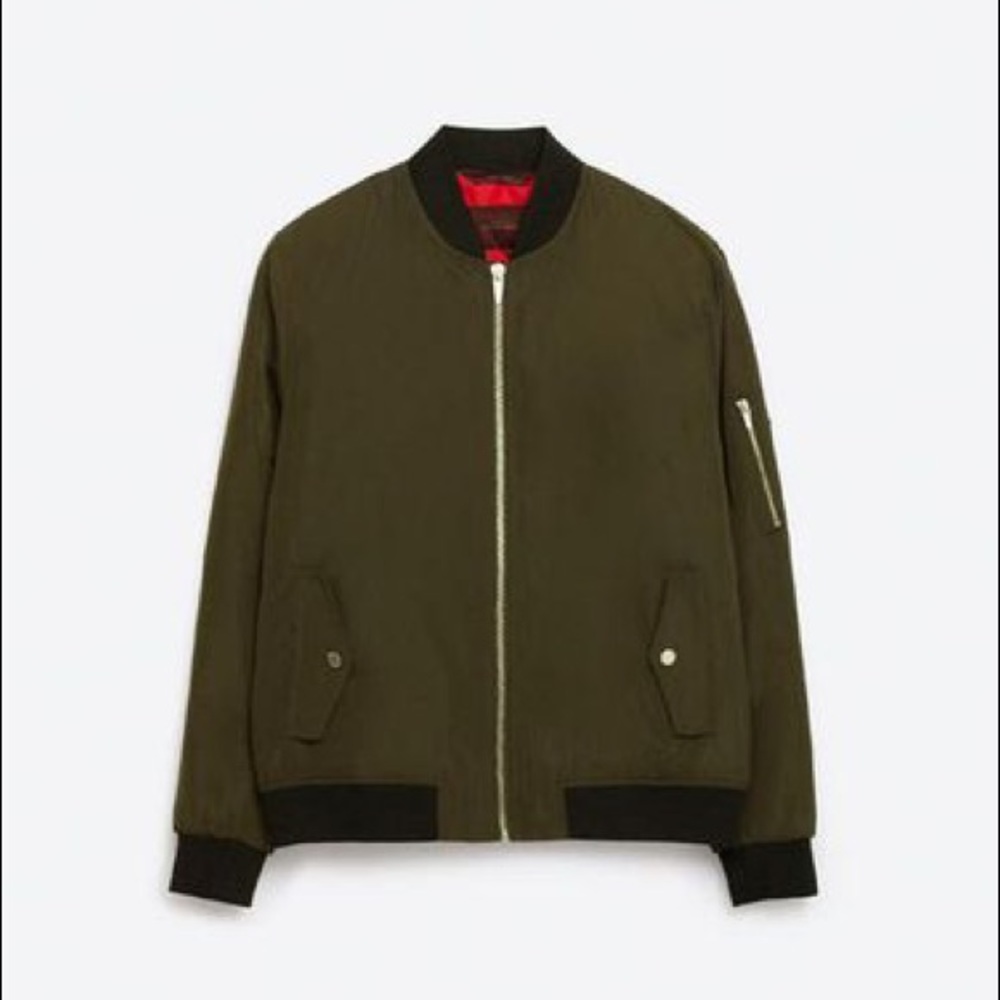 ZARA Man Olive Green Bomber Jacket